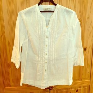 NWT White Linen 3/4 Sleeve Jones New York Shirt